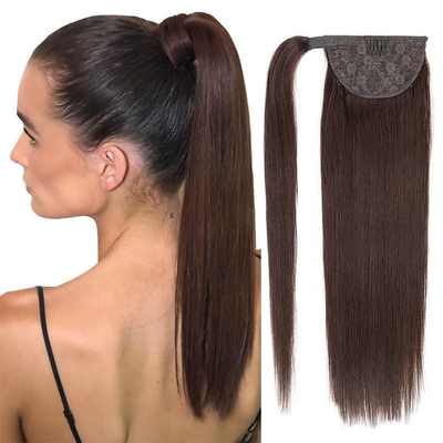 Remy-Haar Brasilianische menschliche Haare Pferdeschwanz-Erweiterung mit Kutikel ausgerichtet Haken und Schleife