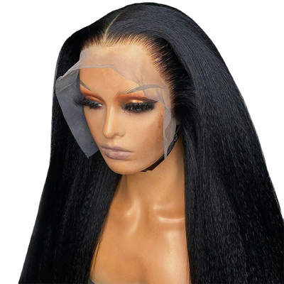 Hellbraune Spitze Farbe 13*4 HD Afro Kinky Gerade menschliche Haare Spitze Frontale Perücken Verkäufer
