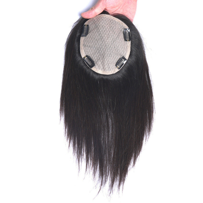 18 Zoll europäische natürliche echte freie Teile Seidenbasis menschliches Haar Clip in Topper für Frauen