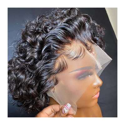 8 Zoll menschliche Haare Perücken 360 Spitze Front Pixie Locken Perücke für weiches und glänzendes Haar