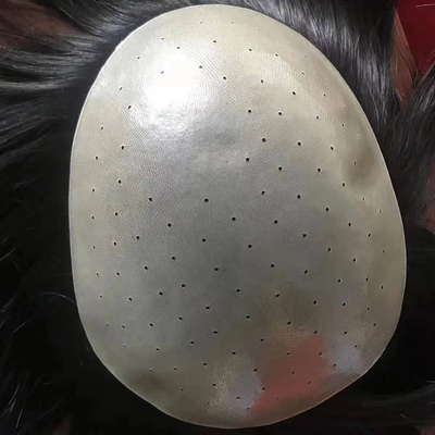 Haarstück Typ gerade 100% menschliches Haar Männer Toupee mit dünner Haut und leichter Dichte
