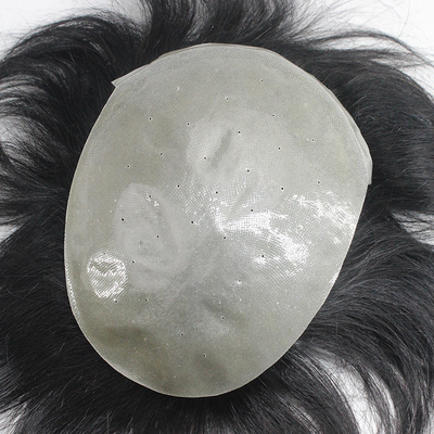 Haarstück Typ gerade 100% menschliches Haar Männer Toupee mit dünner Haut und leichter Dichte
