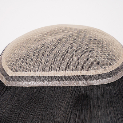 Haarstück Typ gerade 100% menschliches Haar Männer Toupee mit dünner Haut und leichter Dichte