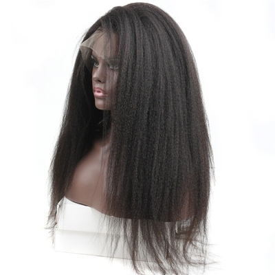 Top Haare Spitze Front Kinky gerade menschliche Haare Perücken 360 Full Spitze Perücke