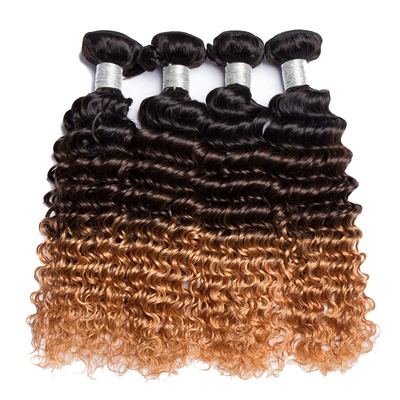 100% natürliche Tiefe Welle Doppelwebe Brasilianische Remy Haare Bundles Verkäufer mit Ombre Farbe