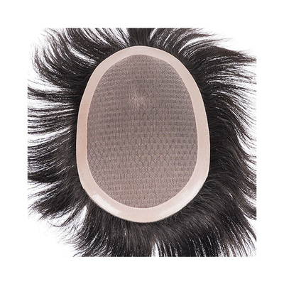 100% jungfräuliches menschliches Haar Vollspitzen-Toupee für Männer mit Mono-Gitter und Spitzen-Basismaterial