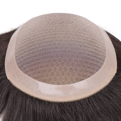 100% jungfräuliches menschliches Haar Vollspitzen-Toupee für Männer mit Mono-Gitter und Spitzen-Basismaterial