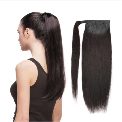 Remy-Haar Brasilianische menschliche Haare Pferdeschwanz-Erweiterung mit Kutikel ausgerichtet Haken und Schleife