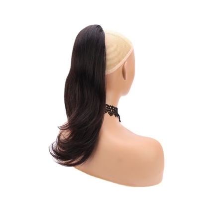 100% menschliches Haar Clip in Pferdeschwanz Verlängerung Gerade 16 Zoll Roh Jungfrau Natur schwarz