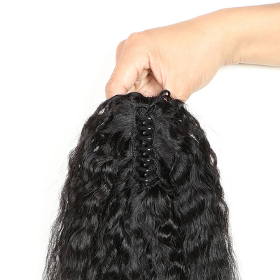 8-28 Zoll Wellenhaftes Remy Haar Körperwellen Clip Klauen Pferdeschwanz Haarverlängerungen für schwarze Frauen