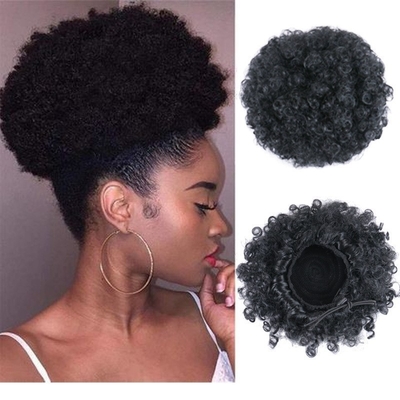 Die besten Preise für Hitzebeständige Afro Kinky Curly Clip In Haarverlängerungen Chignon Stil