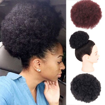 Die besten Preise für Hitzebeständige Afro Kinky Curly Clip In Haarverlängerungen Chignon Stil