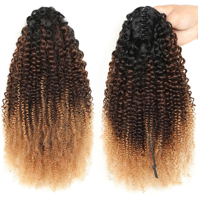 100% Top-Menschhaar BSM Afro Locken Pferdeschwanz Haarbündel 18 bis 20 Zoll Ombre T1B/4/27