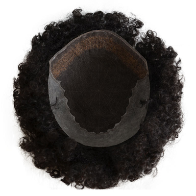Toupee Textur 24mm Afro Kinky Locker Schweizer Spitze Männer Haare Einheiten Natürliche menschliche Haare Perücke