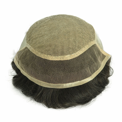 100% echtes menschliches Haar Männer Toupee Handgewebter unsichtbares Glatzhaarpatch mit PU-Haut und Schweizer Spitze