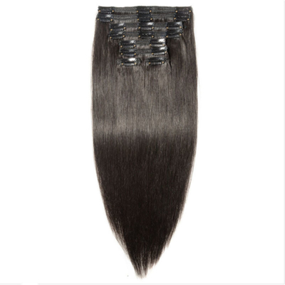Full Cuticle Straight Hair Clip Ins Roh indische echte Haarverlängerungen für schwarze Frauen