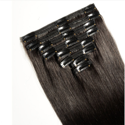 Full Cuticle Straight Hair Clip Ins Roh indische echte Haarverlängerungen für schwarze Frauen