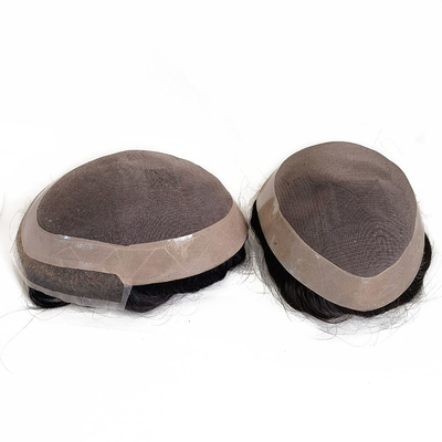 Toupee Dichte 100% 100% menschliches Haar Ersatz mit NPU und Spitze rund um