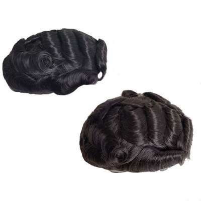 Toupee Dichte 100% 100% menschliches Haar Ersatz mit NPU und Spitze rund um