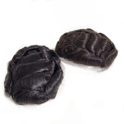 Toupee Dichte 100% 100% menschliches Haar Ersatz mit NPU und Spitze rund um