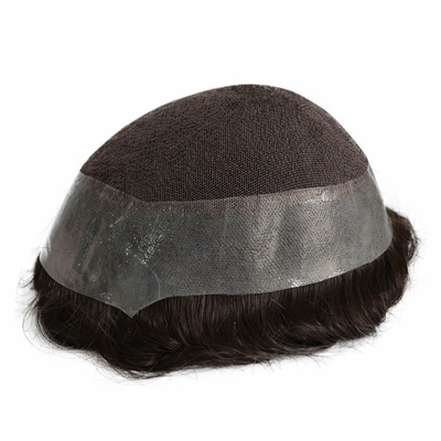 Toupee Dichte 100% 100% menschliches Haar Ersatz mit NPU und Spitze rund um