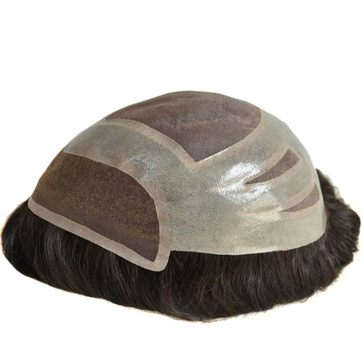 Handgefertigte Naturhaarlinie Spitze Basis Männers Toupee Haarteppich mit gebleichten Knoten