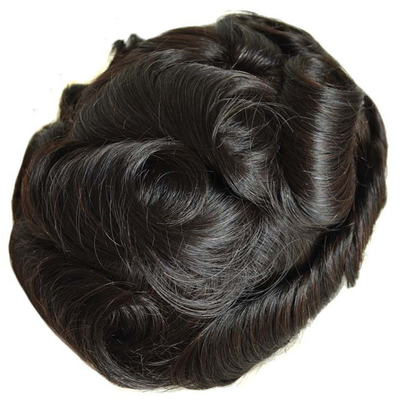 Handgefertigte Naturhaarlinie Spitze Basis Männers Toupee Haarteppich mit gebleichten Knoten