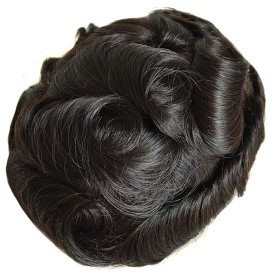 Handgefertigte Naturhaarlinie Spitze Basis Männers Toupee Haarteppich mit gebleichten Knoten