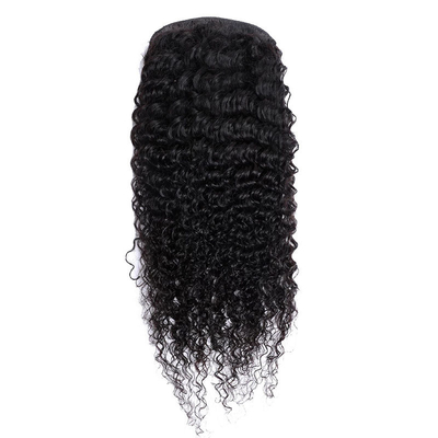 Kraftige echte brasilianische Kinky Locken Wickel um Pferdeschwanz menschliche Haarverlängerungen Schwarz