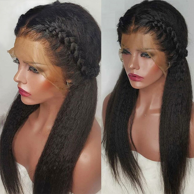Hellbraune Spitze Farbe 13*4 HD Afro Kinky Gerade menschliche Haare Spitze Frontale Perücken Verkäufer