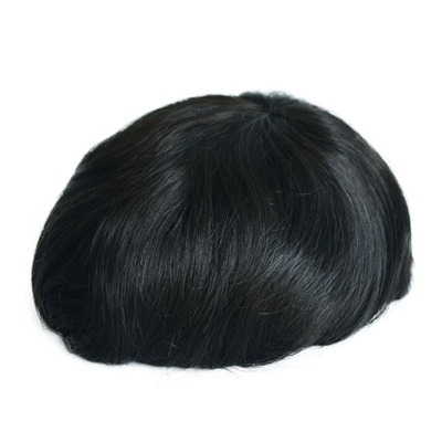 Toupee-Dichte 120% Männliche menschliche Haartopper Seidige Gerade OK Stil 64 Schweizer Spitze NPU Basen Ersatzsystem