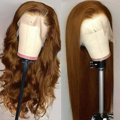 Durchschnittliche Größe 100% menschliche Haare Rotbraun Highlight Körper Welle HD Spitze Perücke Rohhaar Verkäufer