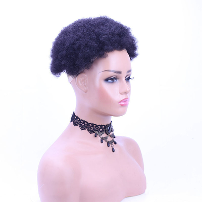 Echte Jungfrau Brasilianische Afro Locken-Menschhaar-Topper für Frauen Halb-Mann-Technik