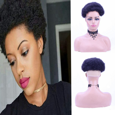 Echte Jungfrau Brasilianische Afro Locken-Menschhaar-Topper für Frauen Halb-Mann-Technik