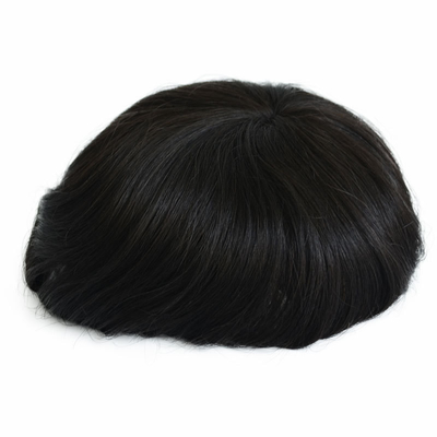 6 Zoll Ultra-Hold Super dünne PU Haut Feine Mono-Basis nicht nachweisbar Licht Remy Kurzes menschliches Haar Toupee