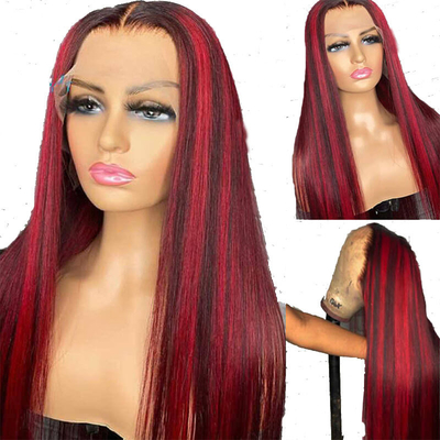 Schweizer Spitze Basismaterial 150% 180% 200% Dichte Original menschliche Haare Rote Spitze Front Perücken