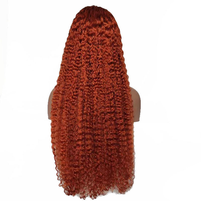 Weich und glänzend orange Ingwer Farbe Mensch Kinky lockiges Remy Haar Perücke mit HD Spitze Frontal