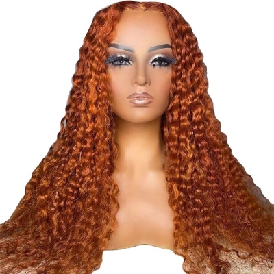 Weich und glänzend orange Ingwer Farbe Mensch Kinky lockiges Remy Haar Perücke mit HD Spitze Frontal
