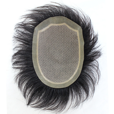 Die perfekte Lösung für Männer, das echte Remy Haartopper-Ersatzsystem in 1B Schwarz.