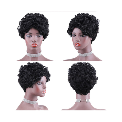 Remy Hair Brazilsche Haarmaschine hat lockige, vorgeplückte Perücken für schwarze Frauen gemacht