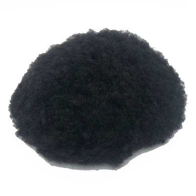 Remy Haare Hochdichte Kleber Afro Curl PU Spitze Haare Ersatzsystem Toupee für Schwarze Männer