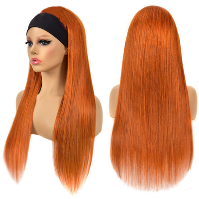 Gingerfarbene Kopfband Perücken für schwarze Frauen Schnellversand Knochen gerade menschliches Haar