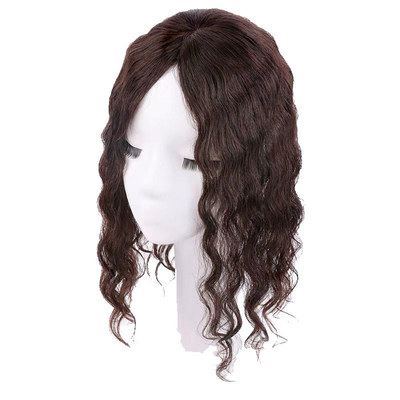 Top-Haar für Damen Dunkelbraun, langwellenförmig, lockig, Seiden-Top-Clip für Frauen