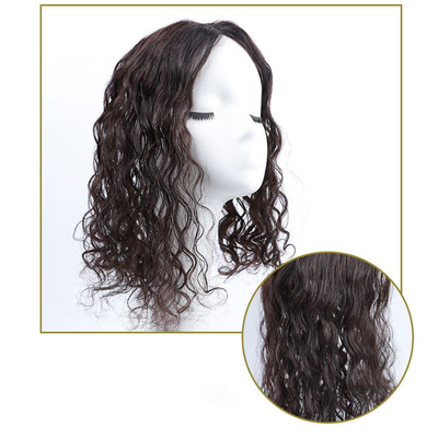 Top-Haar für Damen Dunkelbraun, langwellenförmig, lockig, Seiden-Top-Clip für Frauen