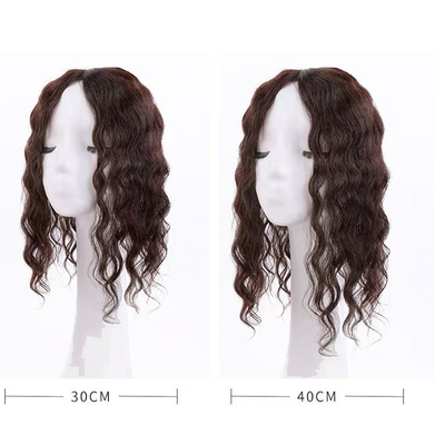 Top-Haar für Damen Dunkelbraun, langwellenförmig, lockig, Seiden-Top-Clip für Frauen