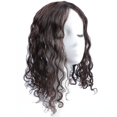 Top-Haar für Damen Dunkelbraun, langwellenförmig, lockig, Seiden-Top-Clip für Frauen