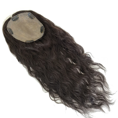 Top-Haar für Damen Dunkelbraun, langwellenförmig, lockig, Seiden-Top-Clip für Frauen