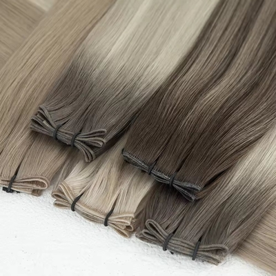 Doppel gezeichnet 100% menschliches Haar Genius Weft Trend russische dünne unsichtbare Haarverlängerungen