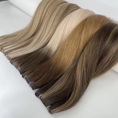 Doppel gezeichnet 100% menschliches Haar Genius Weft Trend russische dünne unsichtbare Haarverlängerungen