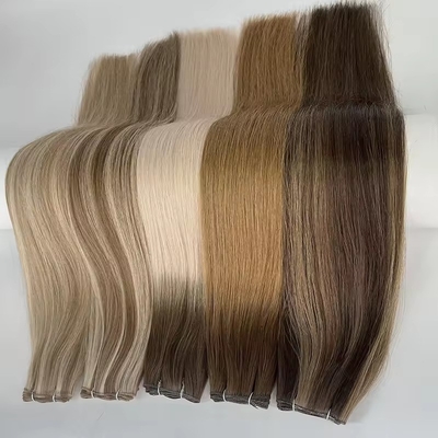 Doppel gezeichnet 100% menschliches Haar Genius Weft Trend russische dünne unsichtbare Haarverlängerungen